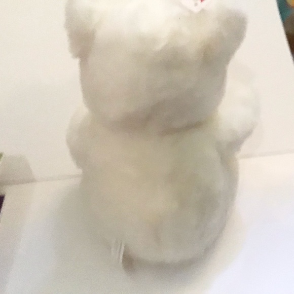 NWT Blockbuster video rare clean plush white stuffed teddy bear. Very cuddly - Picture 6 of 11
